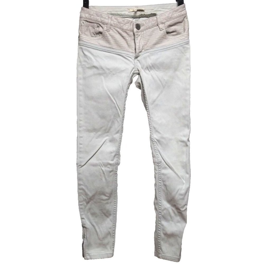 Maje Davari Skinny Jeans Ankle-Zipper stretch IVORY 38 (actual 27x26.5) PU waist